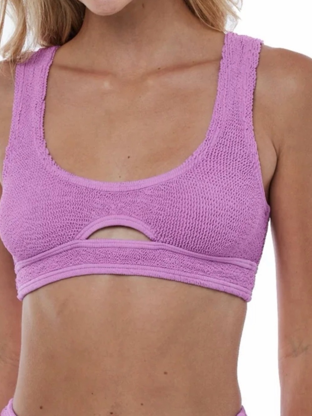 Love and Bikinis Textured Scoop Bralette with Cutout - Pink - Picture 6 of 6